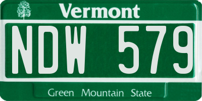 VT license plate NDW579