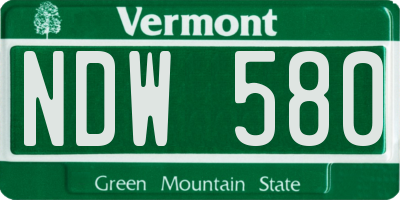 VT license plate NDW580