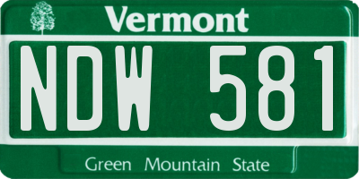 VT license plate NDW581