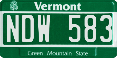 VT license plate NDW583