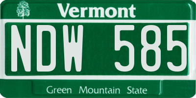 VT license plate NDW585