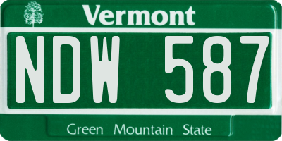 VT license plate NDW587