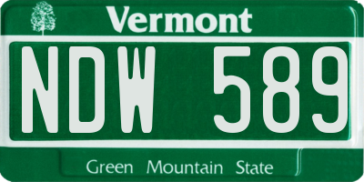 VT license plate NDW589
