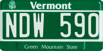 VT license plate NDW590