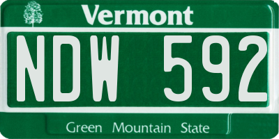 VT license plate NDW592
