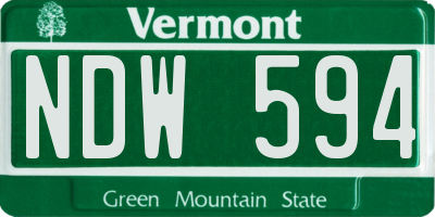 VT license plate NDW594