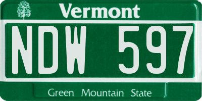 VT license plate NDW597