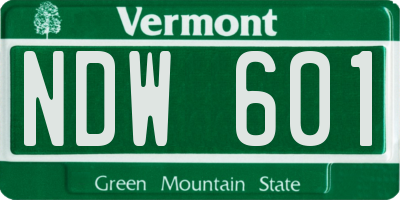 VT license plate NDW601