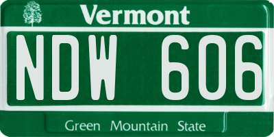 VT license plate NDW606