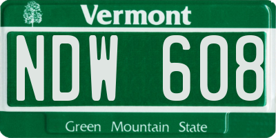 VT license plate NDW608
