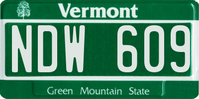 VT license plate NDW609
