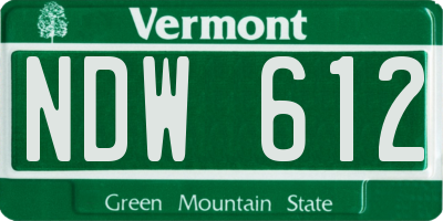 VT license plate NDW612