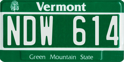 VT license plate NDW614