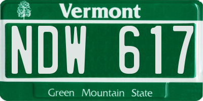 VT license plate NDW617