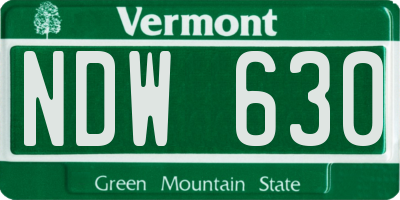 VT license plate NDW630