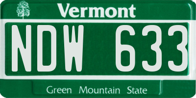 VT license plate NDW633
