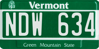 VT license plate NDW634