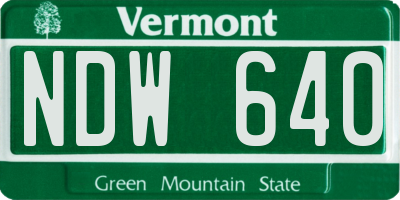 VT license plate NDW640
