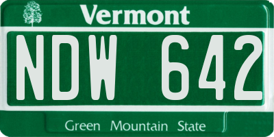 VT license plate NDW642