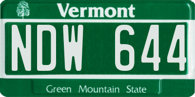 VT license plate NDW644