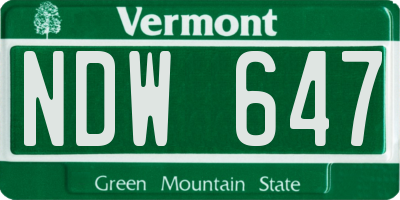 VT license plate NDW647