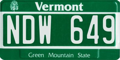 VT license plate NDW649