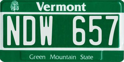 VT license plate NDW657