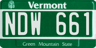 VT license plate NDW661