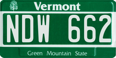 VT license plate NDW662
