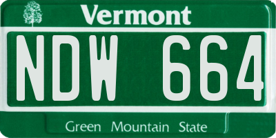 VT license plate NDW664