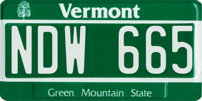 VT license plate NDW665