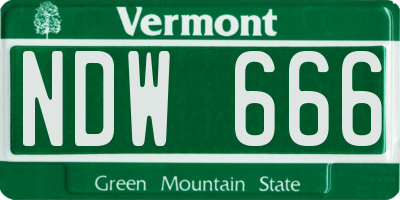 VT license plate NDW666