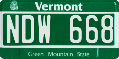 VT license plate NDW668
