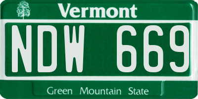 VT license plate NDW669