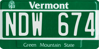 VT license plate NDW674