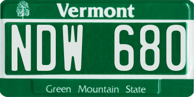 VT license plate NDW680