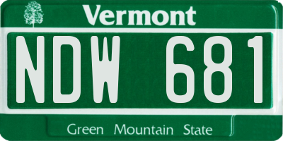 VT license plate NDW681