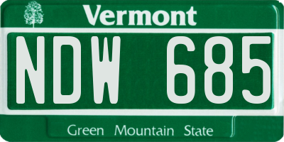 VT license plate NDW685