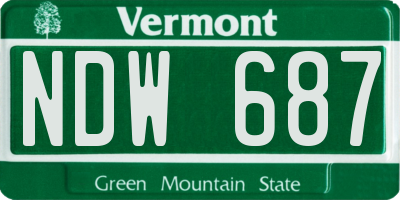 VT license plate NDW687