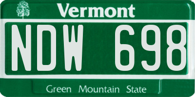 VT license plate NDW698