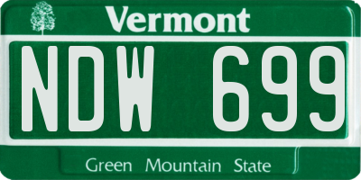 VT license plate NDW699