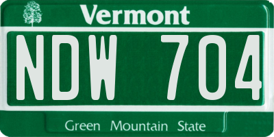 VT license plate NDW704