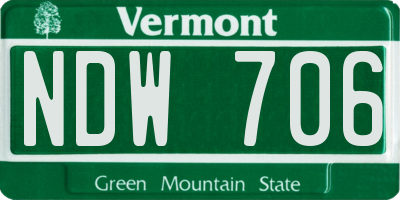VT license plate NDW706