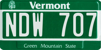 VT license plate NDW707