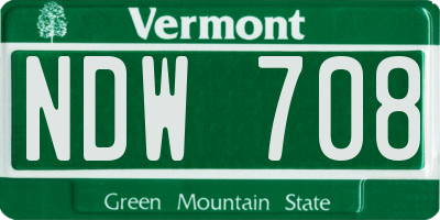 VT license plate NDW708