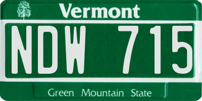VT license plate NDW715