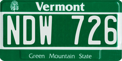 VT license plate NDW726