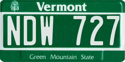 VT license plate NDW727