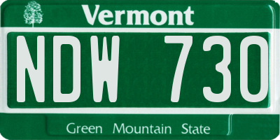VT license plate NDW730