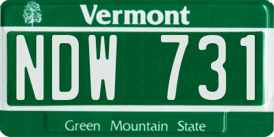 VT license plate NDW731